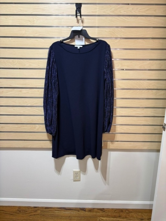 Tash + Sophie Dresses & Skirts - Tash + Sophie Women's 1X Navy Sheath Dress Glitter Mesh Sleeves Cocktail dress
